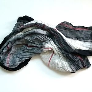 Fringed Grey & white Red Accent Checkered Scarf Unisex Marked S